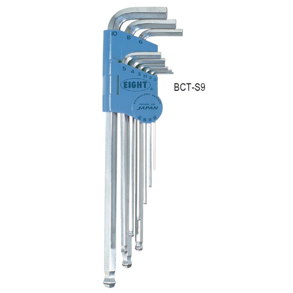 SKI - สกี จำหน่ายสินค้าหลากหลาย และคุณภาพดี | EIGHT ประแจหัวบอลเตเปอร์ยาวมีล็อค 9 ตัว 1.5-10mm (BCT-S9 )